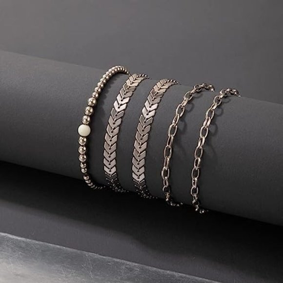 5-6PCS Dainty Gold Silver Chain Bracelets - Picture 2 of 3